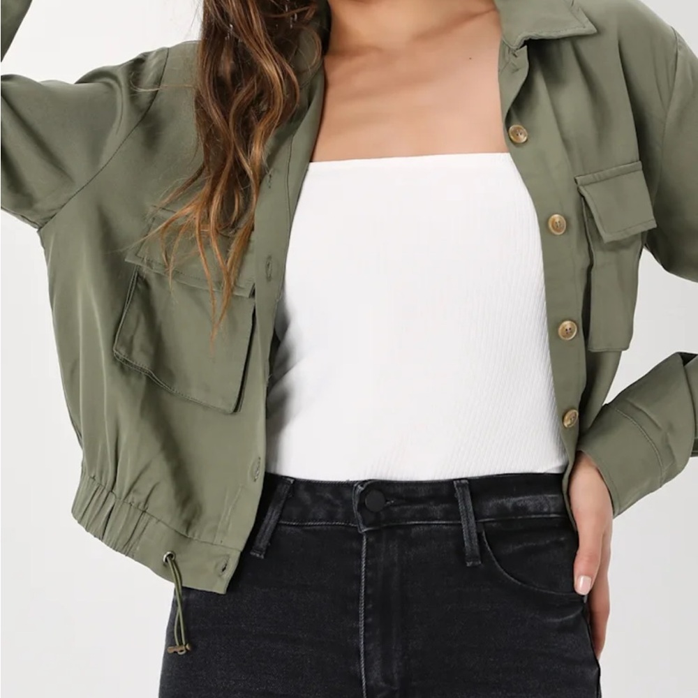 Lulus Olive Green Utility Jacket NWT